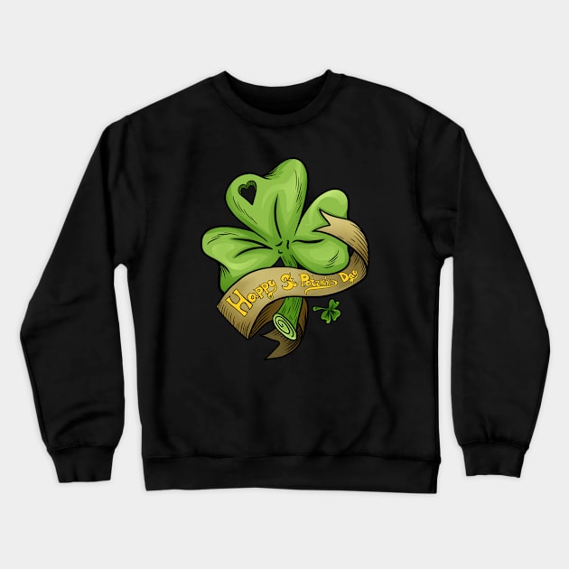 Happy Patrick's Day Shamrock Crewneck Sweatshirt by KimLeex